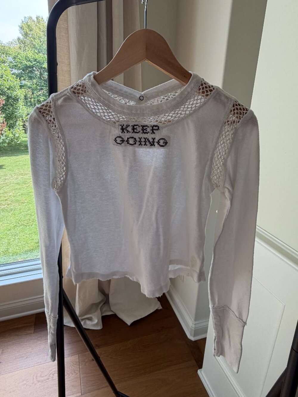 Free People Keep Going Lace LS Top Size XS